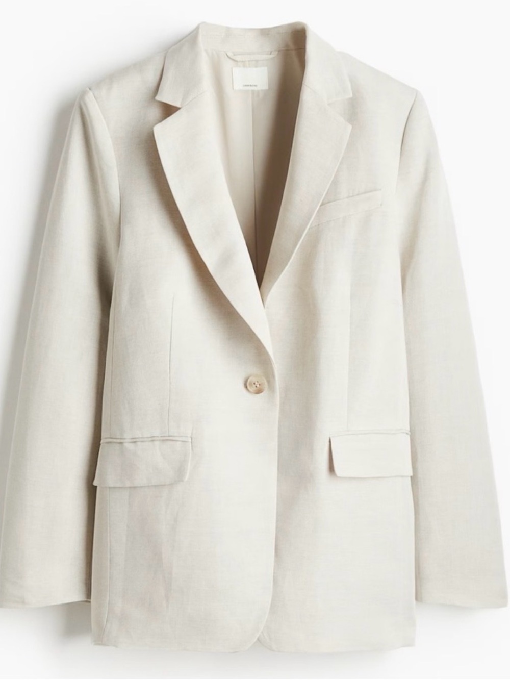 H&M Cream Single-Button Linen-Blend Blazer-Trouser Suit Set